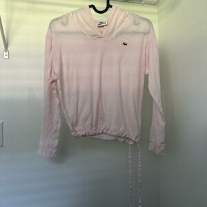 Lacoste drawstring cropped pink lightweight hoodie sport cover-up